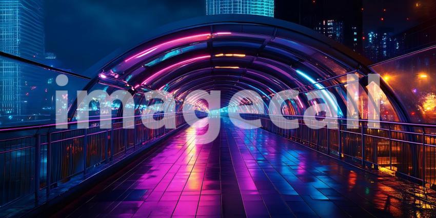 Neon Cityscape Vibrant Night Lights  Futuristic Architecture