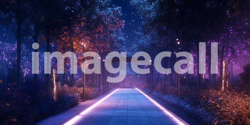 Enchanted Forest Path A Magical Nighttime Scene