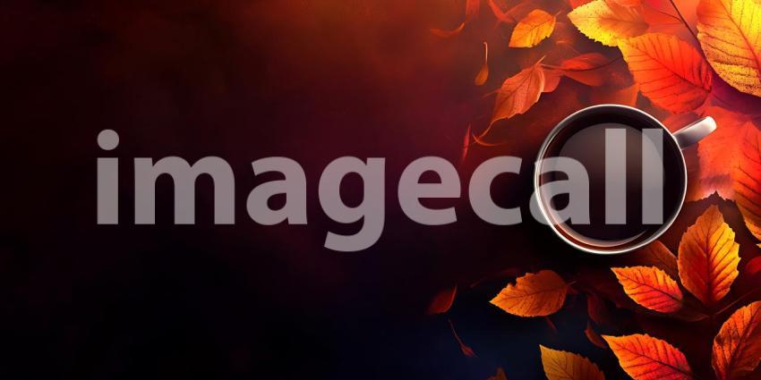 Autumnal Coffee A Warm Drink Amidst Falling Leaves