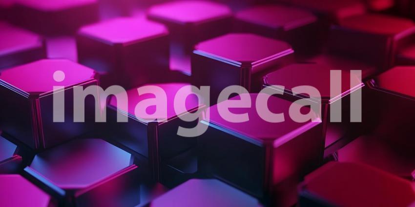 Abstract Hexagon Pattern Pink Purple and Blue Geometric Backgrou