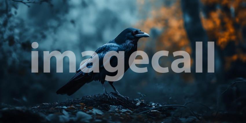 Majestic Raven Dark Bird Photography Mystical Forest Scene Avian