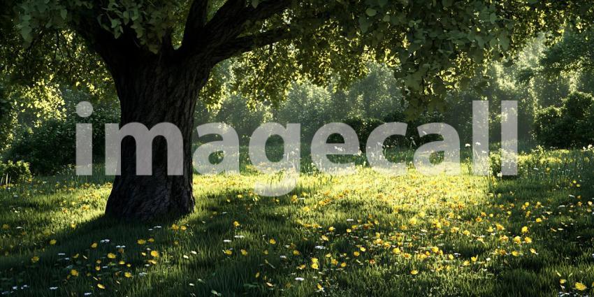 Magical Forest Enchanting Nature Scene with Glowing Particles