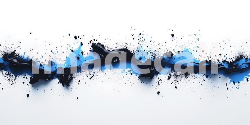 Abstract Blue and Black Ink Splatter Dynamic Digital Art Backgro