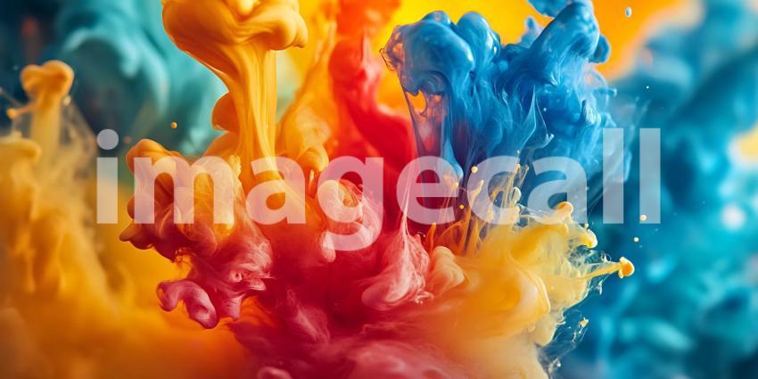 Vibrant Color Explosion Abstract Paint Swirls  Dynamic Fluid Art