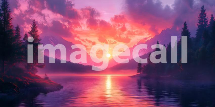 HeartShaped Sunset A Vibrant Landscape Painting