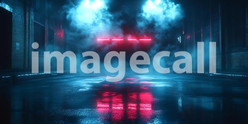 Cyberpunk Cityscape Neon Lights Reflections and Atmospheric Fog