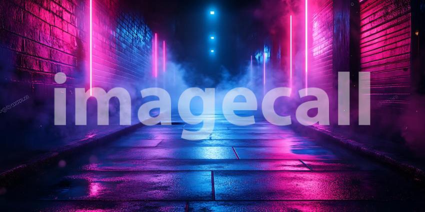 Neon Cyberpunk Alleyway Vivid Purple and Blue Synthwave Backgrou