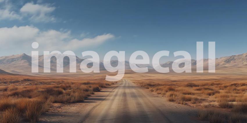 Desert Road Majestic Mountain Panorama  Epic Landscape Photograp