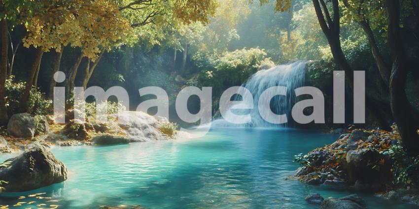 Serene Waterfall in Lush Tropical Paradise Stunning Nature Photo