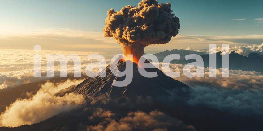 Eruption Volcanic Landscape Photography  Dramatic Aerial View of