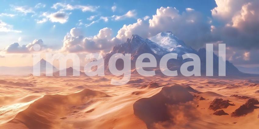 Epic Desert Landscape Panoramic View of Majestic Mountains and S