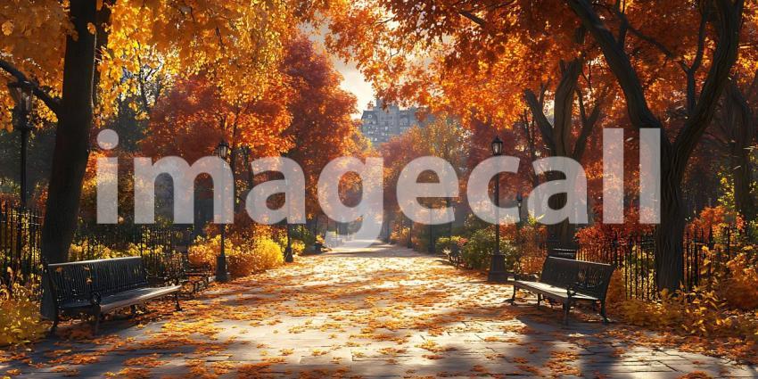 Autumn Path Vibrant Fall Foliage Scene