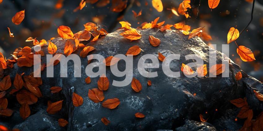 Vibrant Orange Particles on Dark Blue Surface Abstract Texture B