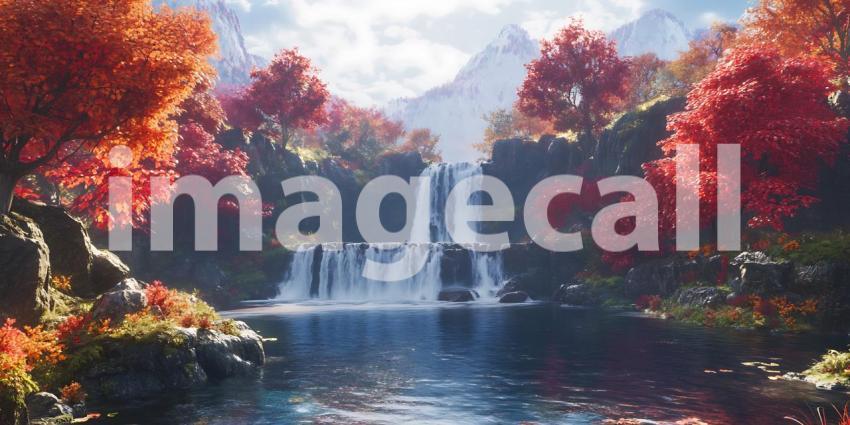 Enchanted Waterfall A Serene Autumn Landscape