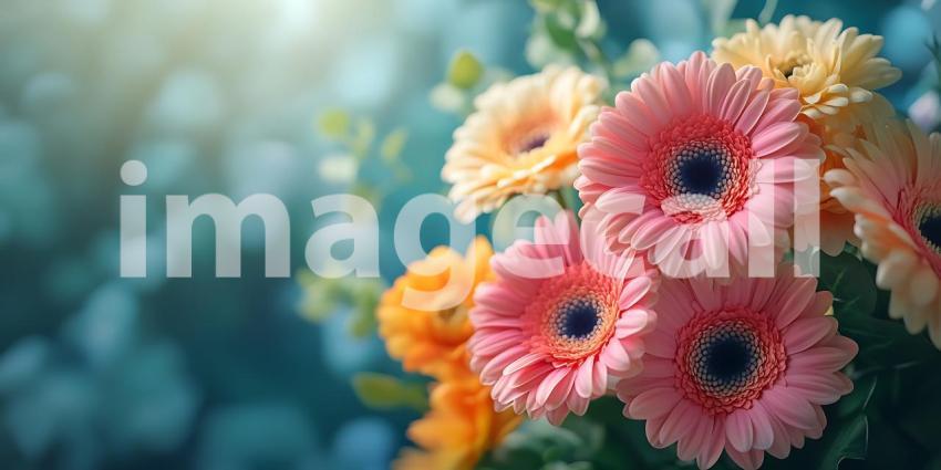 Vibrant Gerbera Daisies Peach Pink and Orange Floral Arrangement