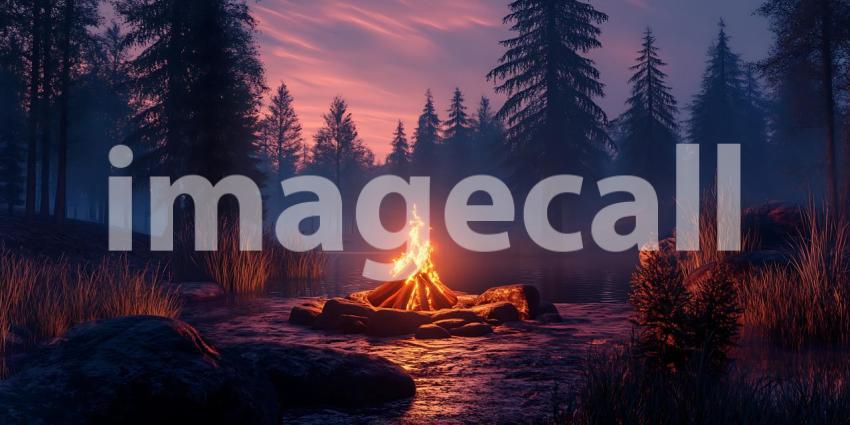 Enchanted Forest Campfire A Breathtaking Night Scene