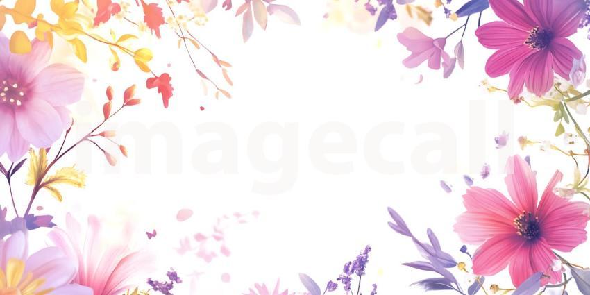 Vibrant Watercolor Floral Frame Perfect for Spring Designs and E