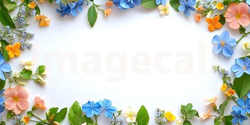 Vibrant Floral Frame Spring Blossom Background for Design Projec