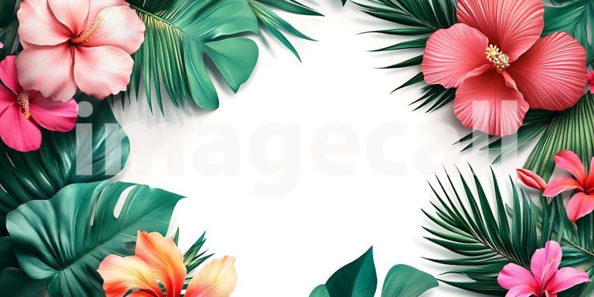Vibrant Tropical Floral Frame Perfect for Summer Designs