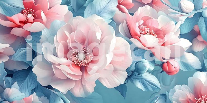 Pastel Pink and Blue Floral Background Soft Bloom Texture