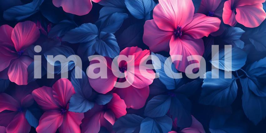 Vibrant Pink and Blue Floral Texture A Stunning Botanical Backgr