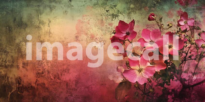 Vibrant Pink Flowers on Artistic Watercolor Background Nature Ph