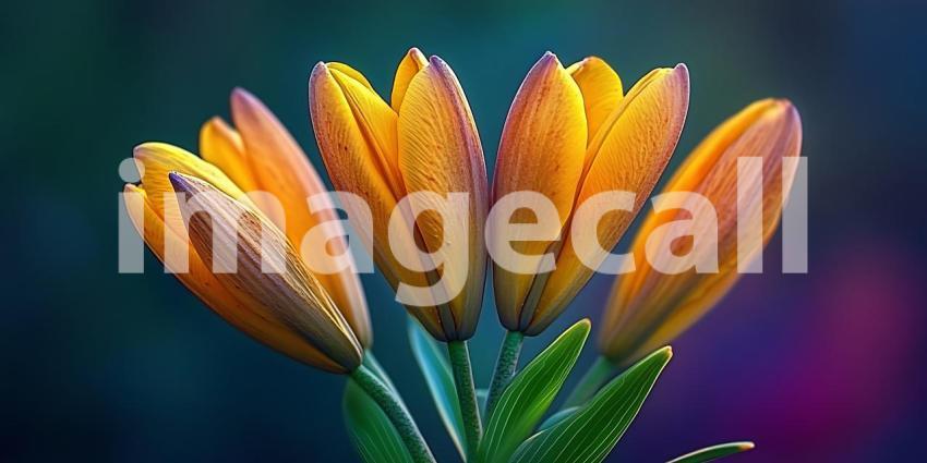 Stunning Closeup of DewKissed Orange Crocus Blossoms Vibrant Spr