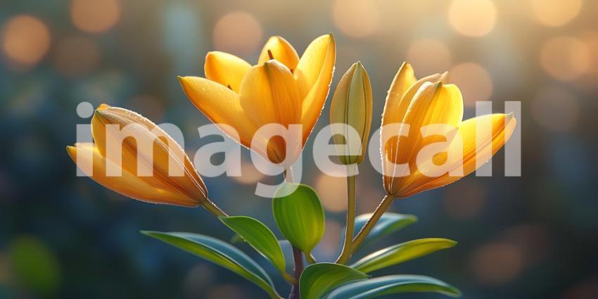 Golden Hour Blooms DewKissed Lilies in Soft Sunlight