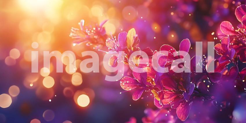 Vibrant Floral Background Sunlit Blossoms Purple  Pink Hues for