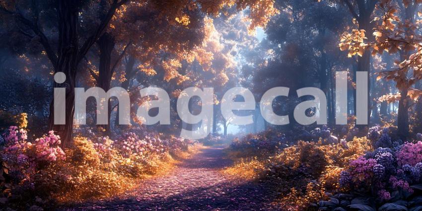 Enchanted Forest Magical Path Glowing Flora Digital Art