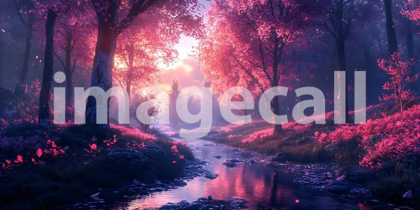 Magical Pink Forest Enchanting Fantasy Landscape Digital Art Dre