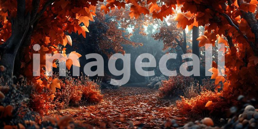 Vibrant Orange and Blue Abstract Art Digital Painting of a Mysti