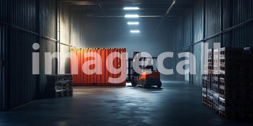 Warehouse Logistics Forklift Operator  Cargo Container in Indust