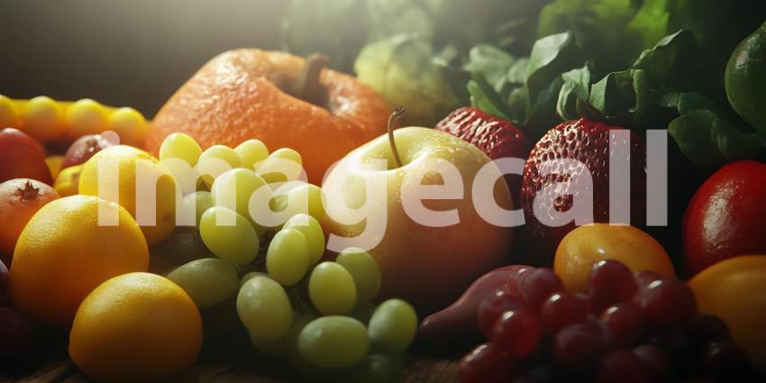 Vibrant Fruit Bowl Apples Grapes Apricots  More  A Colorful Stil