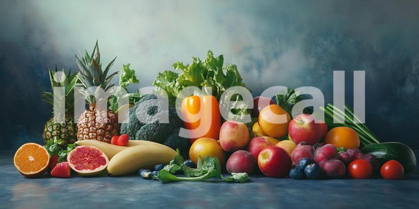 Vibrant Fruit  Vegetable Abundance A Stunning Still Life