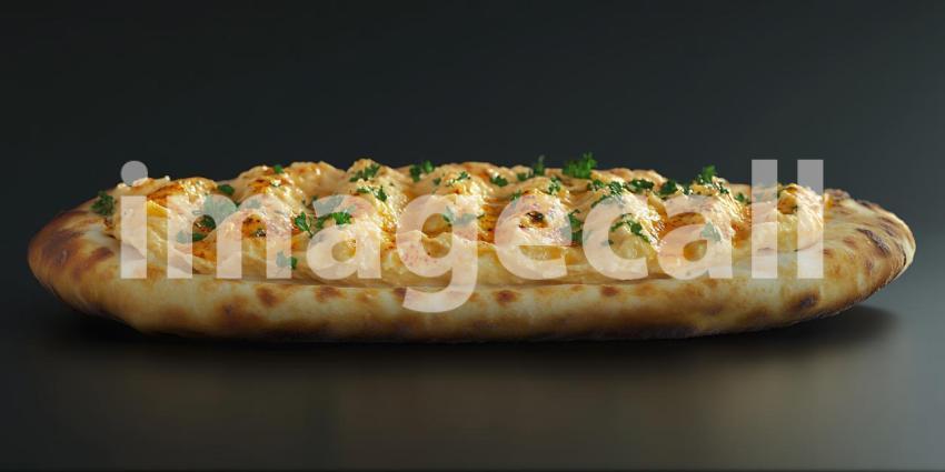 Garlic Cheese Bread Closeup of a Baked Loaf Topped with Melted C