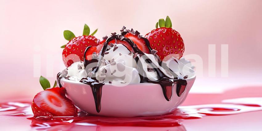 Delicious Strawberry Ice Cream Sundae A Tempting Dessert Masterp