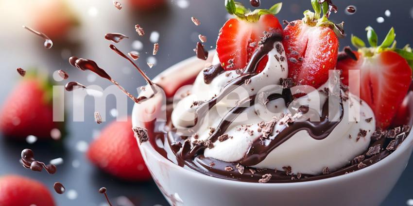 Delicious Strawberry Dessert Whipped Cream Chocolate  Fresh Berr