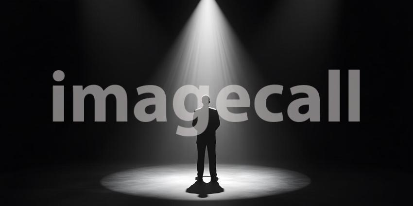 Spotlight on Success A Dramatic Black and White Silhouette of a