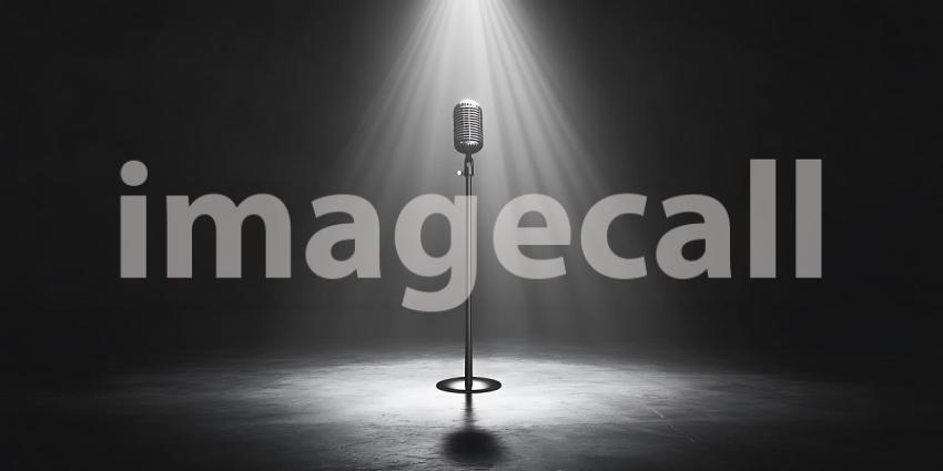 Spotlight on a Microphone Stage Ready