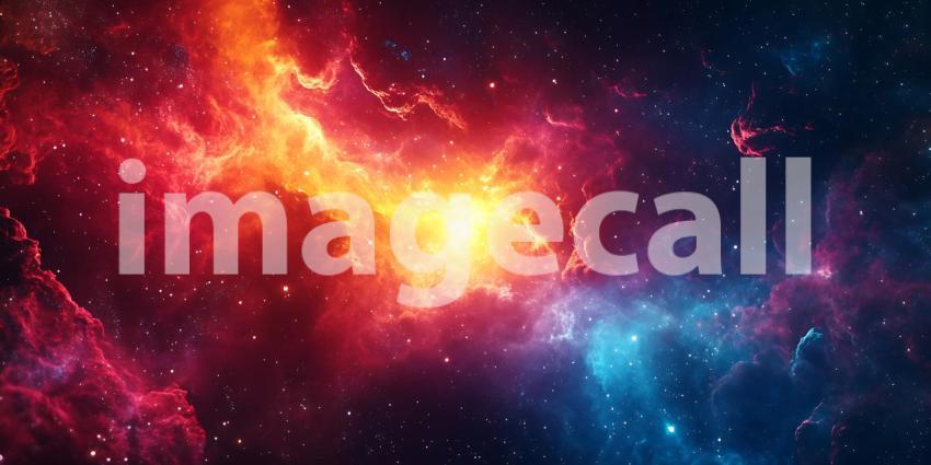 Cosmic Nebula Vibrant Red and Blue Space Background