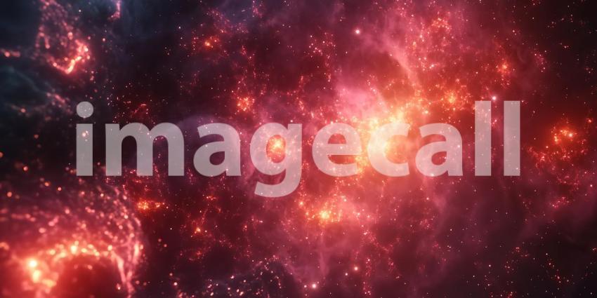 Cosmic Nebula Vibrant Red and Pink Celestial Background