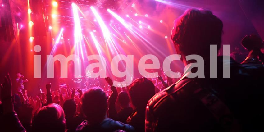 Concert Crowd Vibrant Stage Lighting Energetic Atmosphere Live M