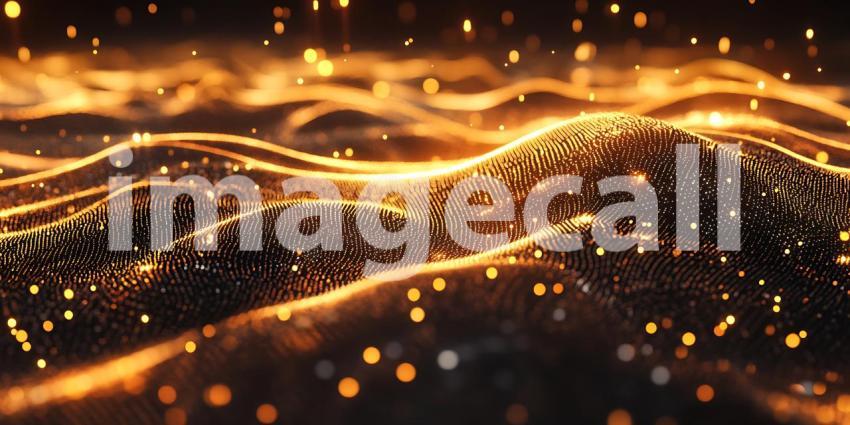 Glowing Embers Abstract Background of Fiery Waves and Sparkling