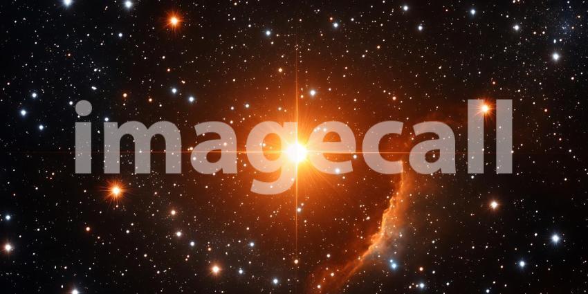 Cosmic Nebula Vibrant Star Cluster Celestial Background Orange a