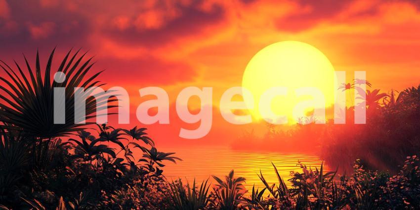 Fiery Sunset Paradise Tropical Landscape Photography