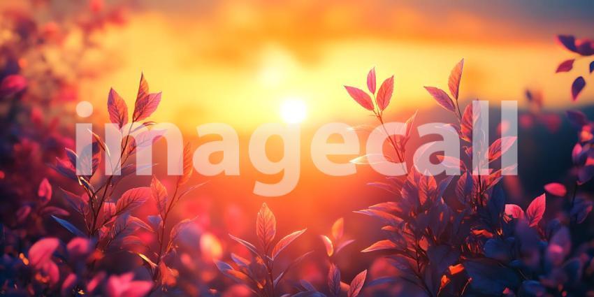 Vibrant Sunset Landscape Nature Photography Featuring Blooming F