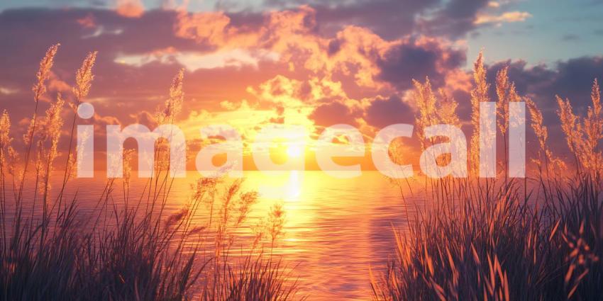 Stunning Sunset Landscape Golden Hour Photography for Background