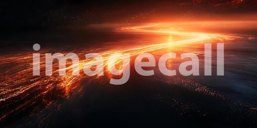 Fiery Cosmic River An Abstract Nebula Visualization