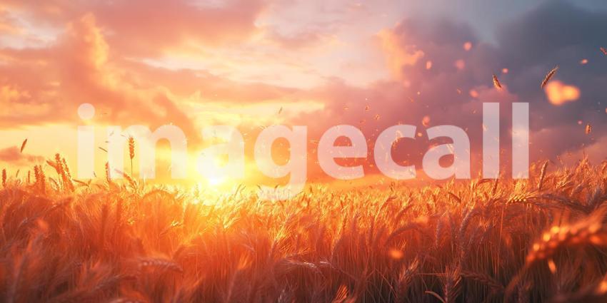 Epic Sunset Landscape Vibrant Orange Hues and Golden Hour Scene
